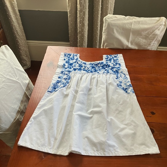 Mi Golondrina white & blue embroidered Flores blouse Sz L - Picture 6 of 7